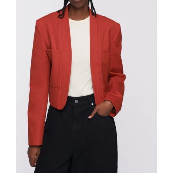 KOTN Orange Short Waisted Cropped Blazer - Picture 1 of 10